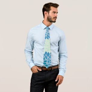 Ornate Blue Dahlia Floral Art   Tie