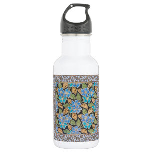 Ornate Blue Periwinkle Floral Classic Art Nouveau 532 Ml Water Bottle
