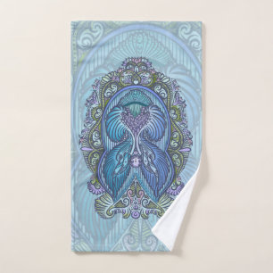 Ornate Blue & Teal Mandala Design Hand Towel