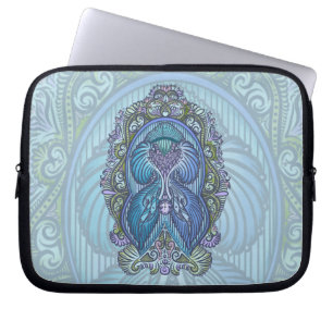 Ornate Blue & Teal Mandala Design Laptop Sleeve
