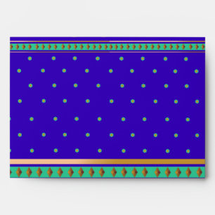 Ornate Bollywood India Blue Green Gold Wedding Envelopes