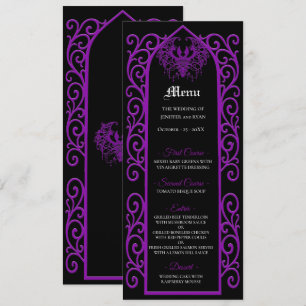 Ornate border black and purple Gothic Wedding Menu