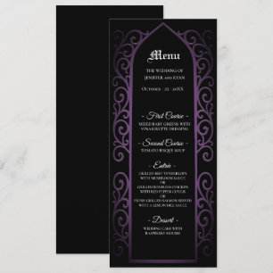 Ornate border black and purple Gothic Wedding Menu