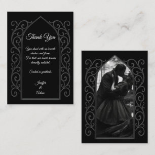 Ornate border black and white Gothic wedding Card