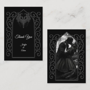 Ornate border black and white Gothic wedding Card