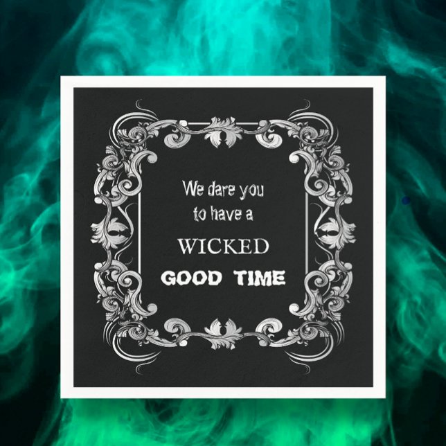 Ornate Border Black Halloween Napkin (Creator Uploaded)