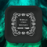 Ornate Border Black Halloween Paper Plate<br><div class="desc">Halloween party paper plates feature an ornate border on black,  fun for any Halloween party. MATCHING items in our store.</div>