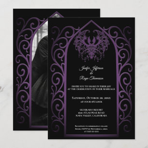 Ornate border Photo Gothic wedding Invitation