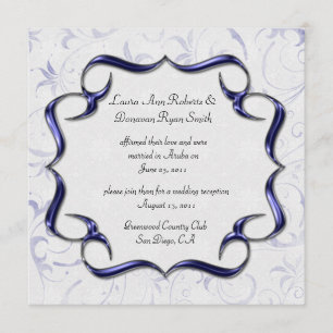 Ornate Bright Purple And Silver Post Wedding Invitation