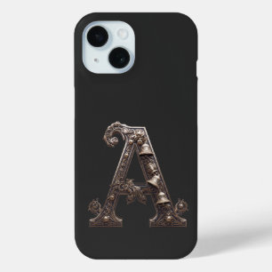 Ornate Bronze Letter A with Bells iPhone 15 Case