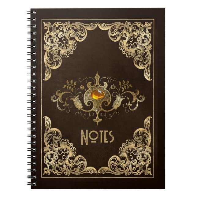 Ornate Brown and Gold Frame Notebook (Front)