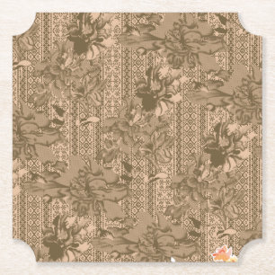Ornate Brown Floral Coaster Vintage Style