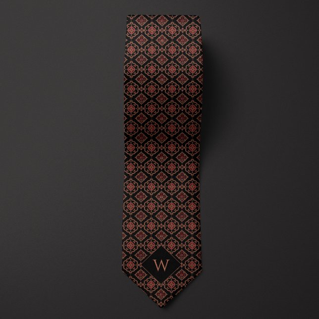 Ornate Burgundy & Black Monogram Tie (Creator Uploaded)