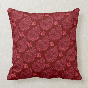 Ornate Burgundy Paisley Pattern Cushion