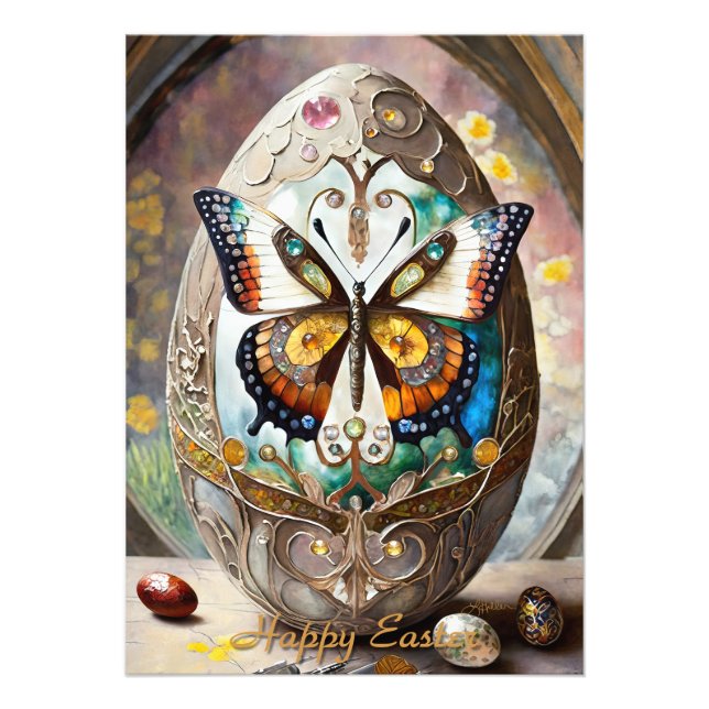 Ornate Butterfly Easter Egg Photo Print (Front)