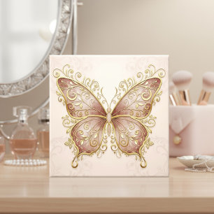 Ornate Butterfly Pat#5 Rose Gold ID1222 Ceramic Tile