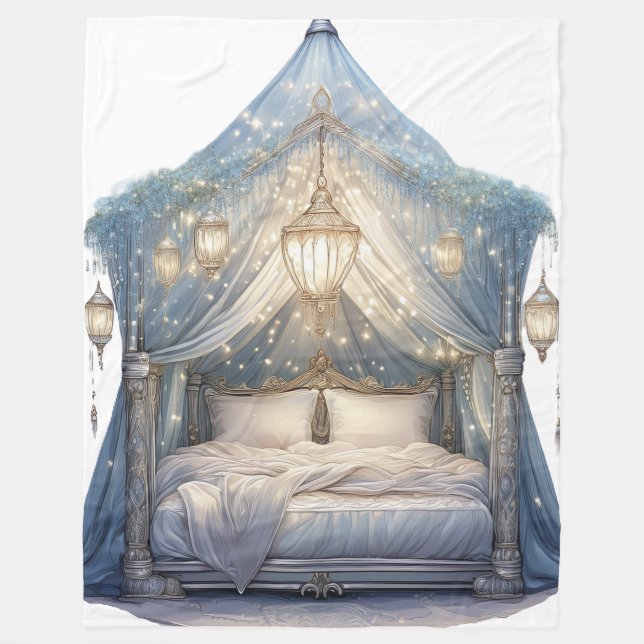 Ornate Canopy Bed  Fleece Blanket (Front)