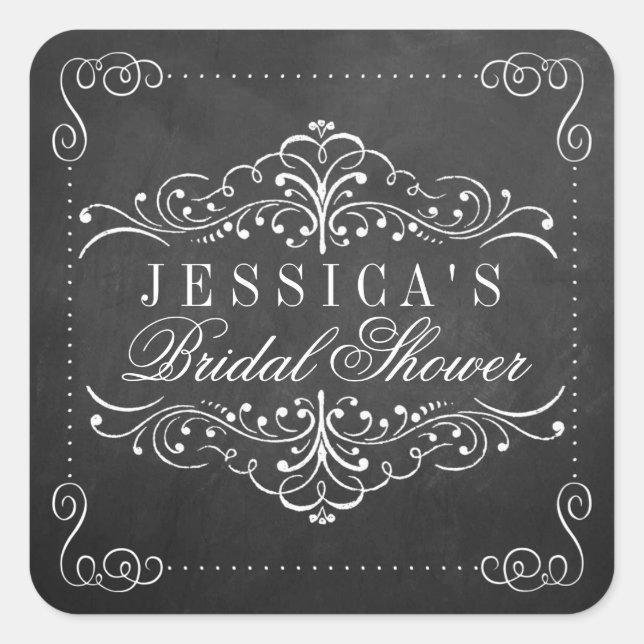 Ornate Chalkboard Bridal Shower Stickers (Front)