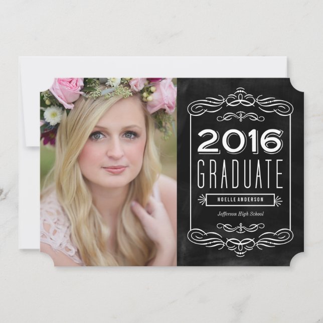 Ornate Chalkboard Graduation Invitation (Front)