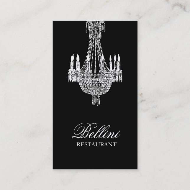 Ornate Chandelier Black Design Business Card (Front)