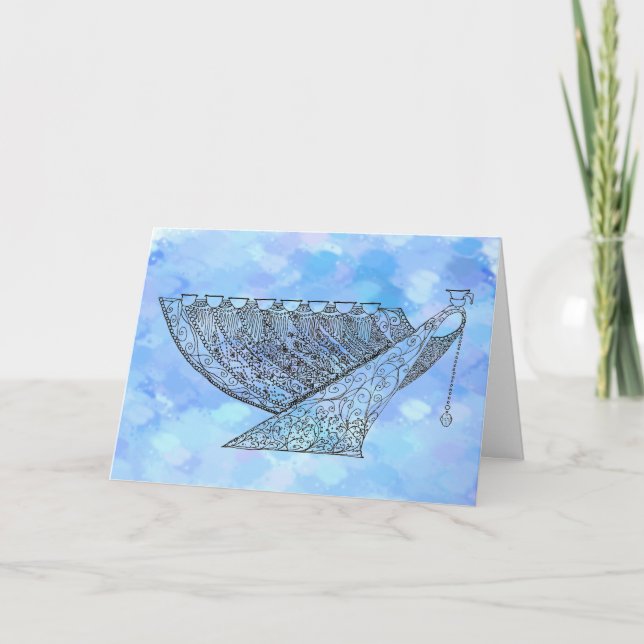 Ornate Chanukah Menorah Customisable Greeting Card (Front)