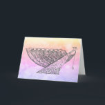 Ornate Chanukah Menorah Rainbow, Customisable   Card<br><div class="desc">I drew a highly ornamented Chanukah menorah using pen and ink and then set it against a digitally enhanced watercolor blue background that I colorshifted to reveal a rainbow of colours. This menorah features an elegant flow of a woman's robe - if you choose to see it that way. For...</div>