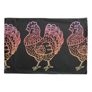 Ornate Chicken Lineart Pillowcase