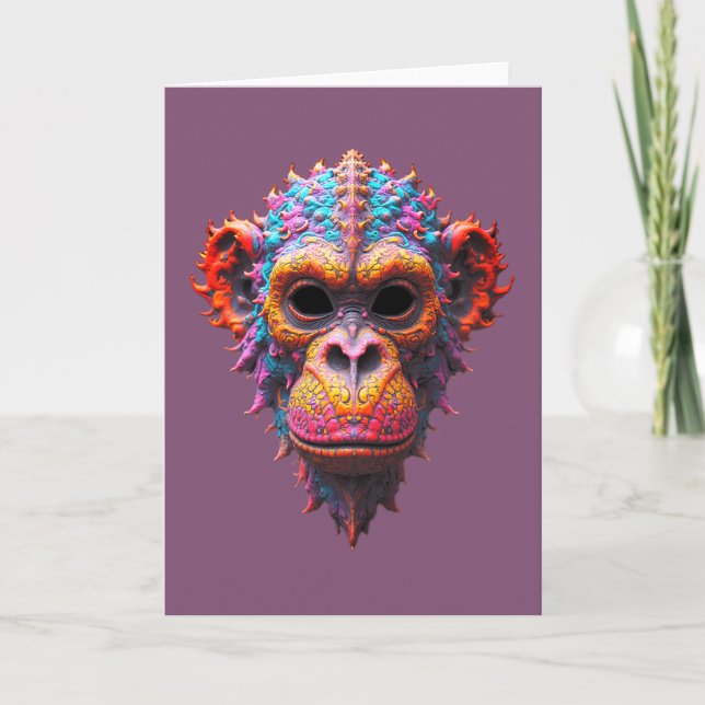 Ornate Chimp Mask Card (Front)