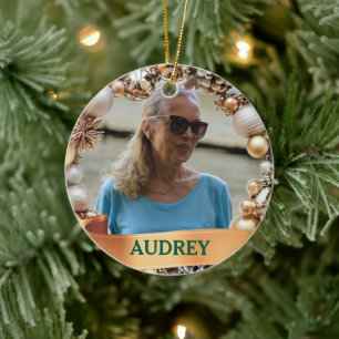 Ornate Christmas Wreath ANY Photo Tree Ornament