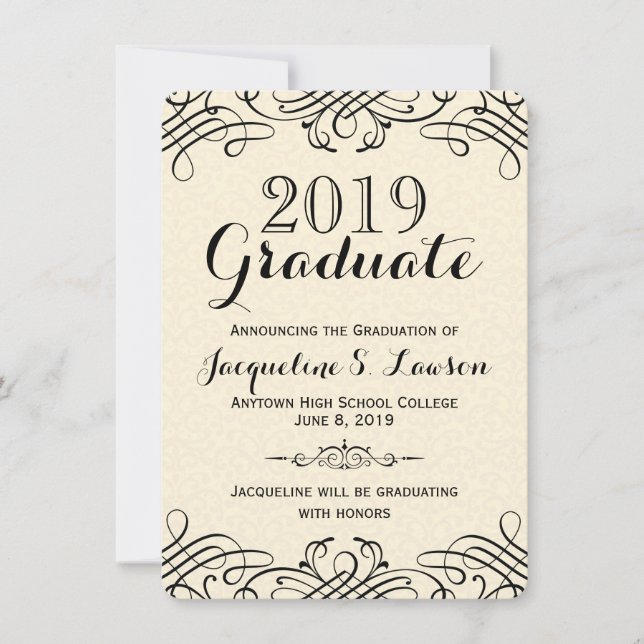 Ornate Classic Formal Graduation Announcement (Front)