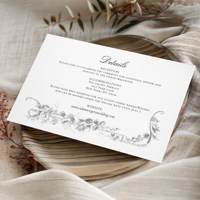 Ornate Classic French Rose Border Wedding Enclosure Card (Creator Uploaded)
