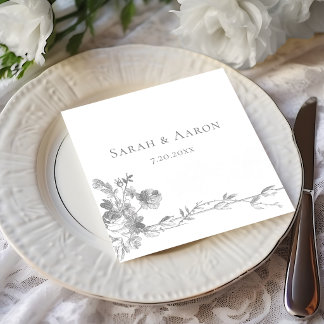 Ornate Classic French Rose Border Wedding Napkin
