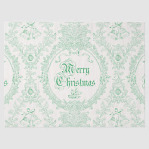 Ornate Classic Vintage Merry Christmas Green Toile Tissue Paper