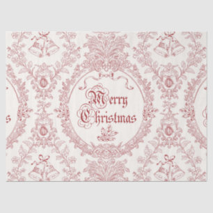 Ornate Classic Vintage Merry Christmas Red Toile Tissue Paper