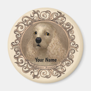 Ornate cocker spaniel custom name magnet