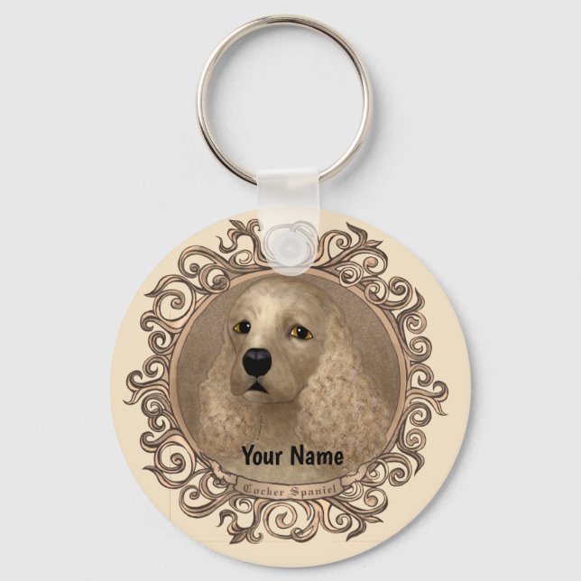 Ornate cocker spaniel  key ring (Front)