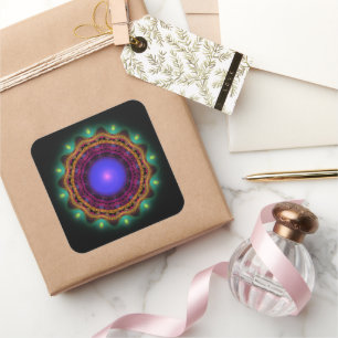 Ornate colourful bright mandala square sticker
