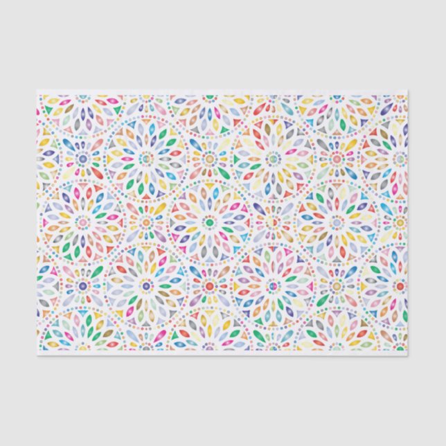 Ornate Colourful Mosaic Mandala Pattern Tissue Paper (Front)