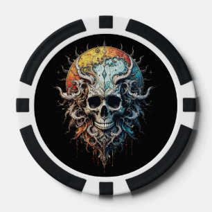 Ornate Cosmic Skull Gothic Baroque Mandala  Poker Chips