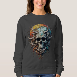 Ornate Cosmic Skull Gothic Baroque Mandala  Sweatshirt