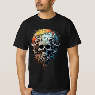 Ornate Cosmic Skull Gothic Baroque Mandala T-Shirt