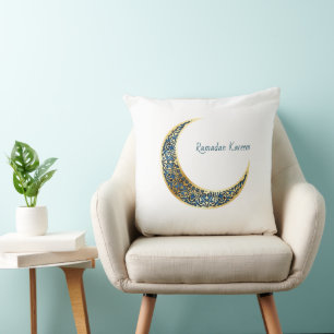Ornate Crescent Moon Ramadan Pillow