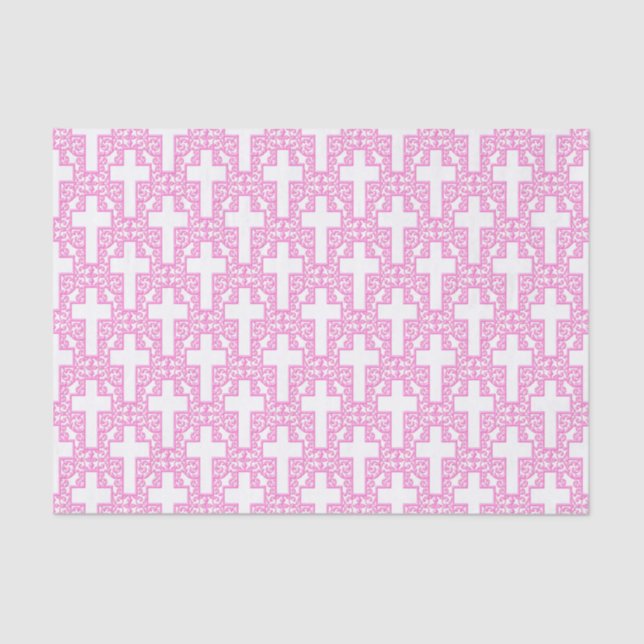 Ornate Cross 06 Pink-TISSUE WRAPPING PAPER (Front)