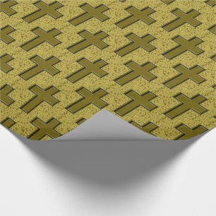 Ornate Cross-21-Black and Gold Wrapping Paper