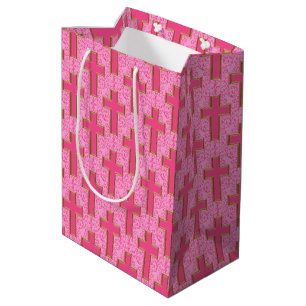 Ornate Cross-22 Pink-Gold-GIFT BAG m