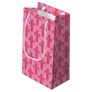 Ornate Cross-22 Pink-Gold-GIFT BAG s