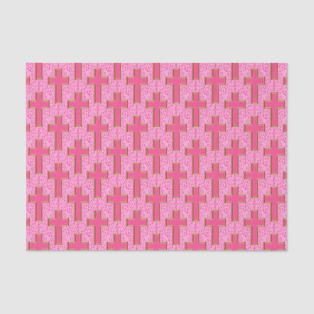 Ornate Cross 22 Pink-TISSUE WRAPPING PAPER (Front)