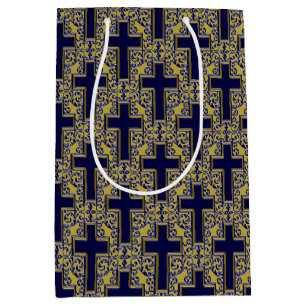 Ornate Cross-24-Blue-Gold-GIFT BAG m