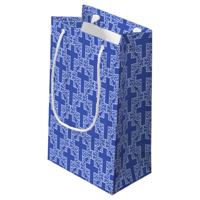Ornate Cross-4-Blue-GIFT BAG s (Back Angled)