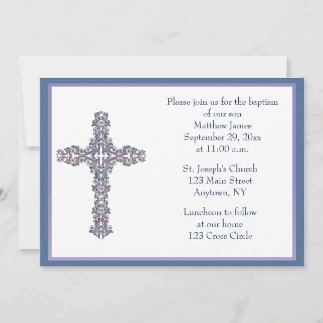 Ornate Cross Religious Invitation (Front)